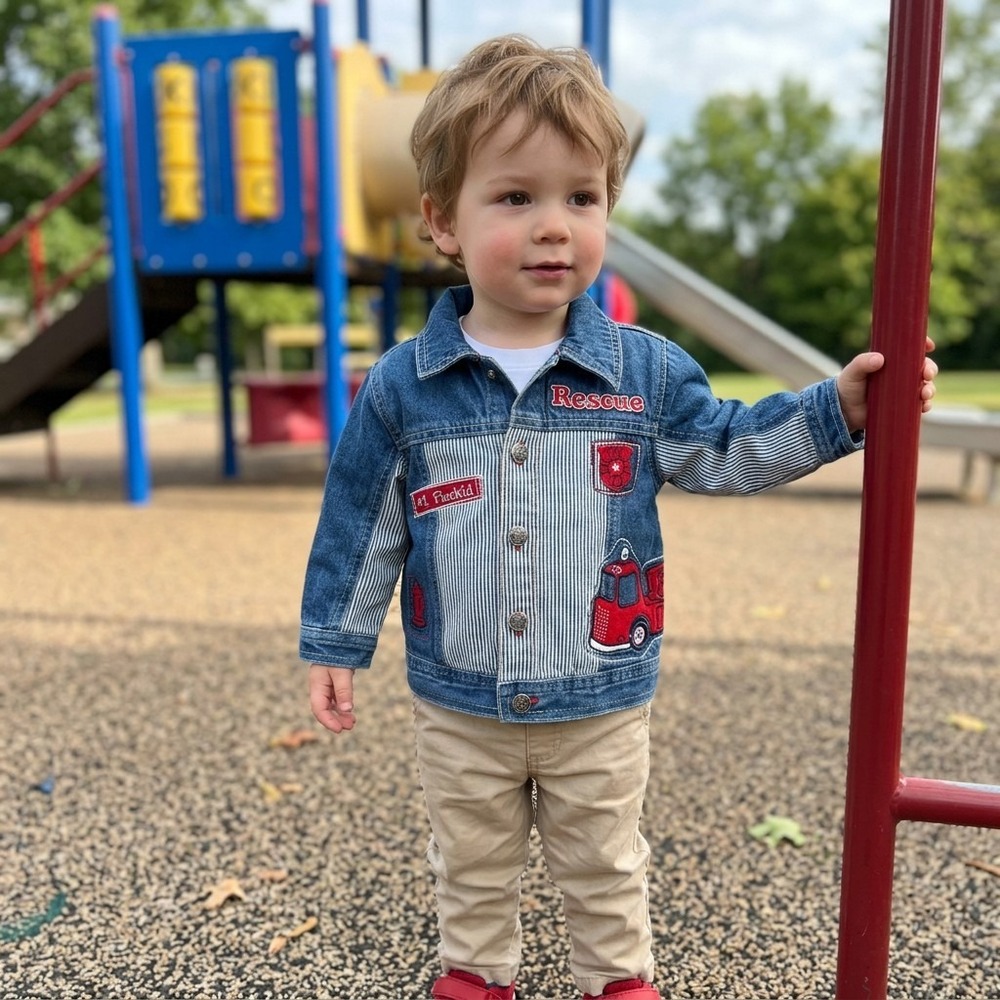 Cradle Togs Toddler Boys Denim Jacket, Rescue, Fire Truck, 3T-4T No Tags